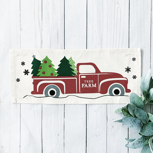 Holiday Panel: Winter,  Father's Day Dad Trees, Snowflakes, Tree Farm, Vintage; CHRISTMAS RED TRUCK